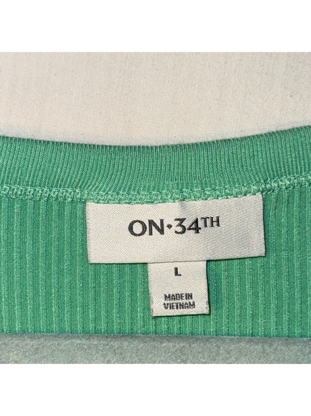 Croft & Barrow Green Ribbed Top Large - Picture 3 of 4